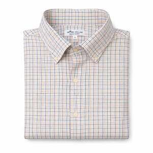 Peter Millar Summer Comfort Plaid Button Down Shirt L White Blue